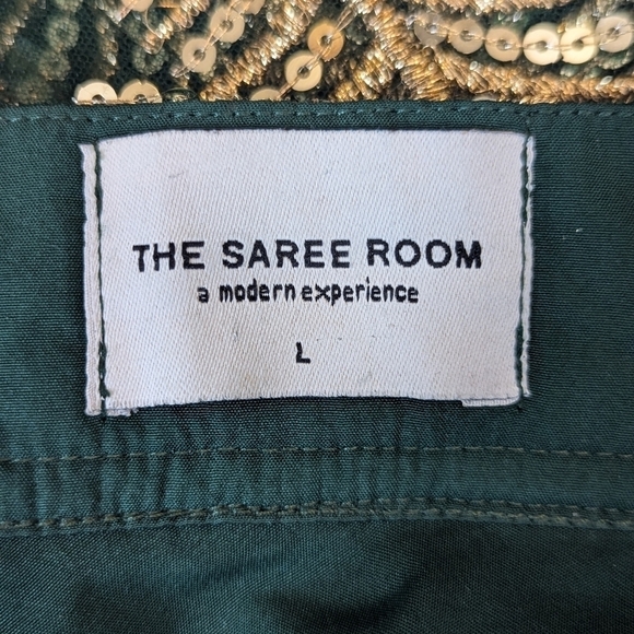 Saree Skirt Wrap Sari Lehenga Green Gold - Picture 7 of 11